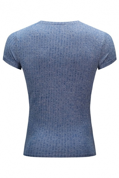 Men's Dashing T-Shirt Solid Color Short Sleeve V-Neck Slim Fit T-Shirt