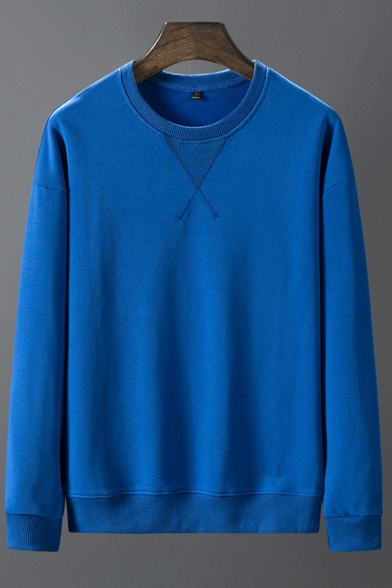 Daily Guys Sweatshirt Pure Color Round Neck Long-Sleeved Regular Fit Sweatshirt