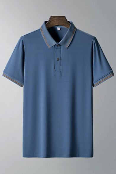 Men Daily Polo Shirt Contrast Line Printed Short Sleeves Polo Shirt