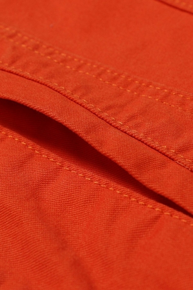 Vintage Plain Jacket Turn-down Collar Button Closure Pocket Detail Denim Jacket for Men
