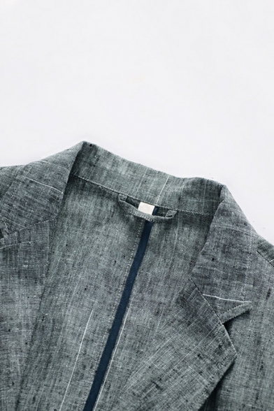Pop Blazer Stripe Pattern Pocket Detail Long Sleeve Lapel Collar Button Fly Blazer for Guys