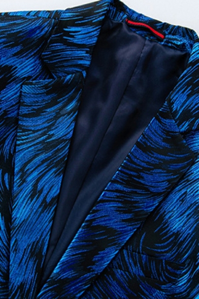 Elegant Mens Blazer Petal Print Pocket Detail Lapel Collar Long Sleeves Single Button Blazer