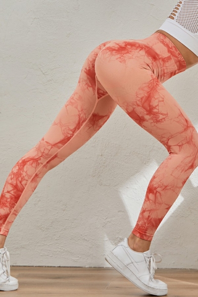 Leisure Womens Leggings Tie Dye High Waist Ankle Length Stretch Yoga Leggings