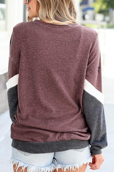 Stylish Women Sweatshirt Star Print Round Neck Long-Sleeved Sweatshirt