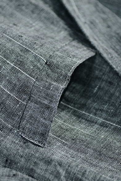 Pop Blazer Stripe Pattern Pocket Detail Long Sleeve Lapel Collar Button Fly Blazer for Guys
