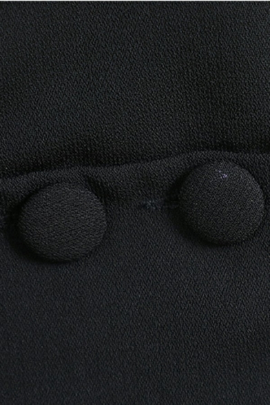 Vintage Women's Suit Vest Pure Color Double Buttons Side Pocket Deep V-Neck Chiffon Vest