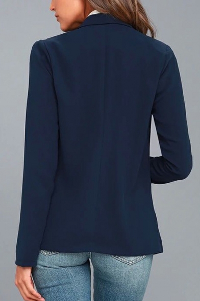 Women Daily Suit Blazer Plain Shawl Collar Open Front Pocket Detail Suit Blazer