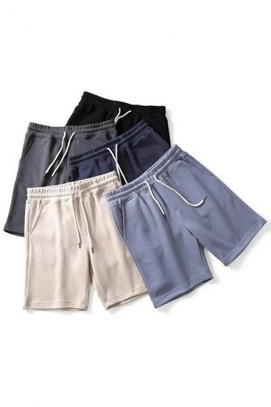 Popular Guy's Shorts Whole Colored Drawstring Waist Pocket Designed Regular Shorts