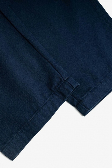 Stylish Denim Overalls Pure Color Pocket Detail Bib Overalls for Men