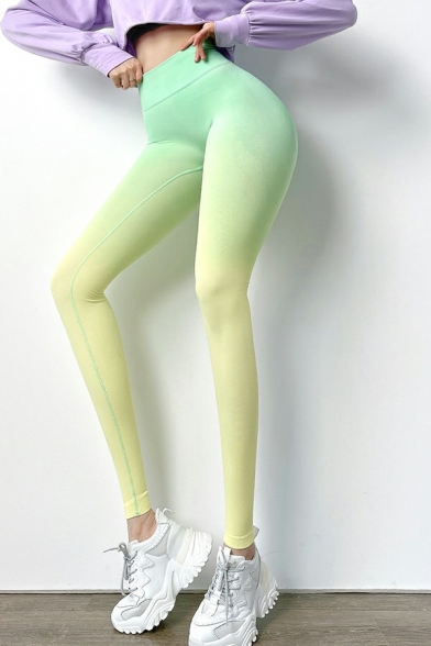 Sporty Women Pencil Yoga Leggings Gradient Print Sportswear Leggings