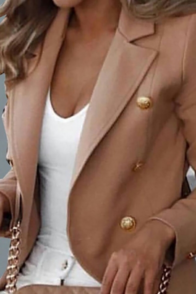 Women Casual Suit Blazer Plain Lapel Collar Open Front Suit Blazer