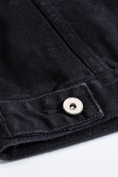 Simple Jacket Plain Pocket Decorated Long Sleeve Button Fly Denim Jacket for Men