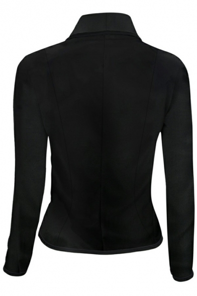 Women Simple Suit Blazer Contrast Line Shawl Collar Single Breasted Pocket Detail Suit Blazer