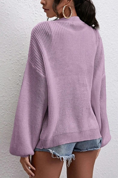 Women Popular Cardigan Plain Long Sleeve Button Closure Fitted Knit Cardigan