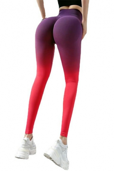 Stylish Ladies Yoga Leggings Quick Dry Ombre Print High Waist Stretch Gym Leggings