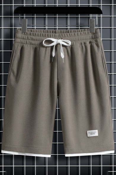 Dashing Shorts Plain Side Pocket Mid Rise Drawstring Waist Regular Shorts for Guys