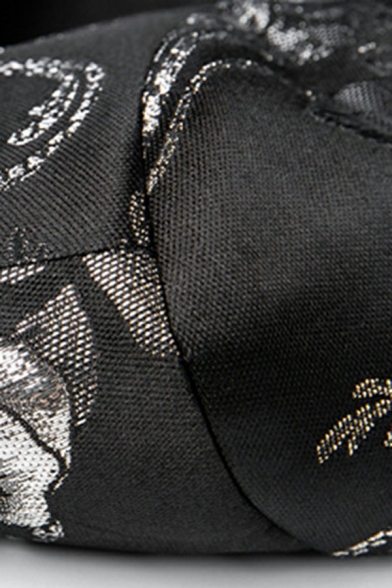 Trendy Mens Blazer Jacquard Print Pocket Detail Lapel Collar Single Button Blazer