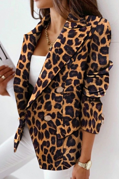 Women Modern Suit Blazer Plaid Print Lapel Collar Single Button Pocket Detail Suit Blazer