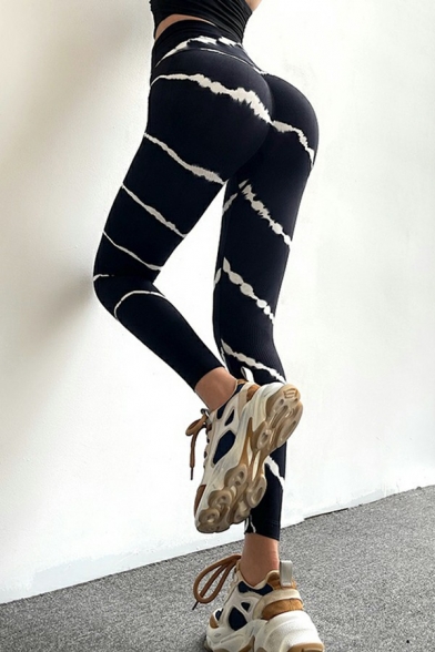 Fancy Womens Yoga Leggings Tie Dye Print High Waist Stretch Workout Leggings