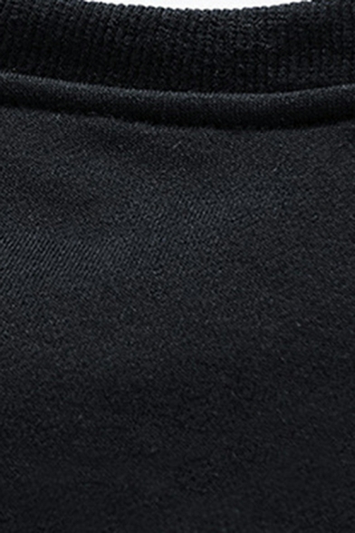 Leisure Men's Sweatshirt Whole Colored Long Sleeve Crew Neck Oversized Pullover Sweatshirt