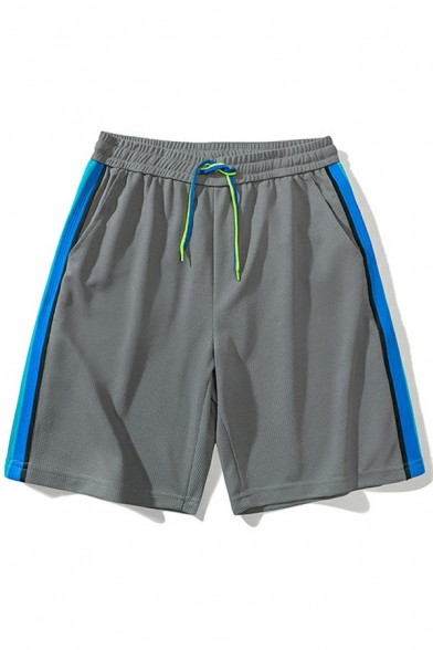 Men Novelty Shorts Stripe Print Pocket Detail Drawstring Waist Shorts