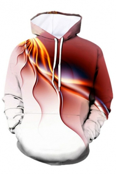 Men Casual Hoodie 3D Pattern Long Sleeves Hooded Relaxed Drawstring Pocket Hoodie