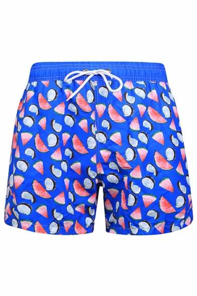 Men Cool Shorts All over Pattern Baggy Mid Rise Pocket Drawstring Waist Shorts