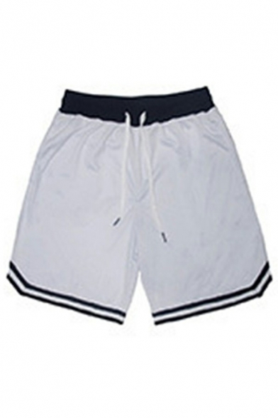 Novelty Guys Shorts Contrast Line Pocket Drawstring Waist Regular Cargo Mid Rise Shorts