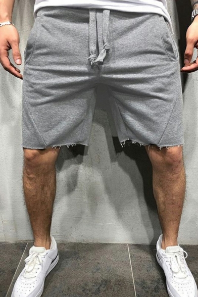 Fashionable Boys Shorts Solid Pocket Detail Drawstring Waist Mid Rise Shorts
