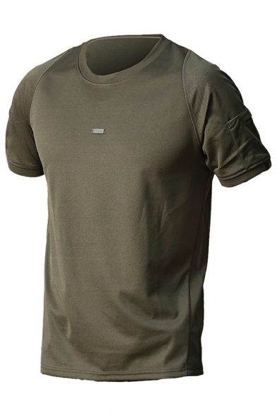 Boy's Stylish T-shirt Whole Colored Crew Collar Short Sleeves Regular Fit T-shirt