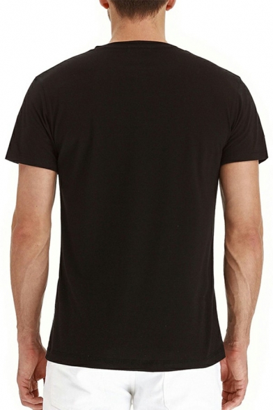 Boyish Guy's Tee Top Contrast Color Chest Pocket Henley Collar Short Sleeves T-Shirt