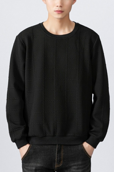 Freestyle Sweatshirt Whole Colored Long-Sleeved Round Neck Pullover Sweatshirt for Men