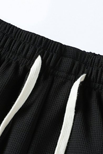Fashion Shorts Contrast Stripe Pocket Oversized Drawstring Waist Mid Rise Shorts for Men