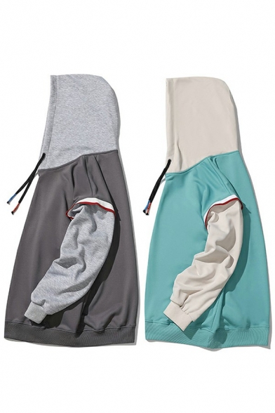 Freestyle Guys Hoodie Contrast Color Pocket Baggy Long Sleeve Hooded Drawstring Hoodie