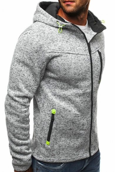 Popular Men Hoodie Space Dye Print Zipper Hooded Long-sleeved Skinny Hoodie