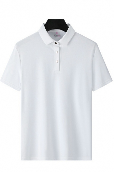 Unique Men Polo Shirt Whole Colored Short Sleeves Spread Collar Button Fly Polo Shirt