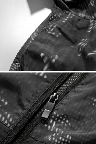 Cool Guys Jacket Camouflage Print Pocket Long-Sleeved Hooded Regular Zip Down Jacket