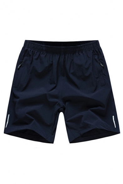Men Sporty Shorts Contrast Line Elasticated Waist Mid Rise Loose Fit Shorts