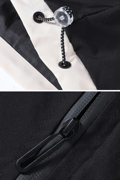 Fancy Jacket Stripe Pattern Pocket Long Sleeve Regular Hooded Zip down Jacket for Men