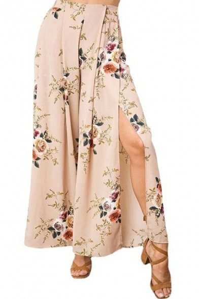 Stylish Women's Skirt Floral Patterned High Low Maxi Wrap Skirt