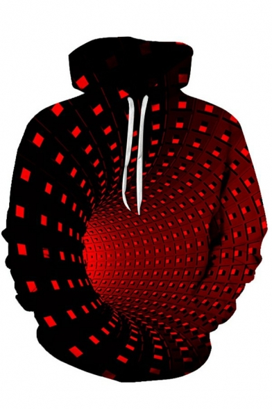 Sportswear Hoodie 3D Print Long Sleeve Pocket Relaxed Hooded Drawcord Hoodie for Men