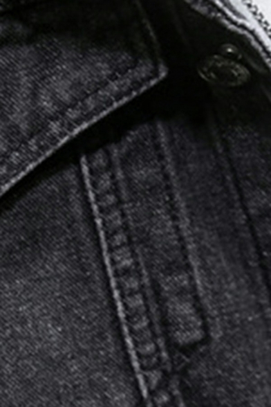 Boy's Hot Jacket Plain Chest Pocket Spread Collar Regular Single-Breasted Denim Jacket