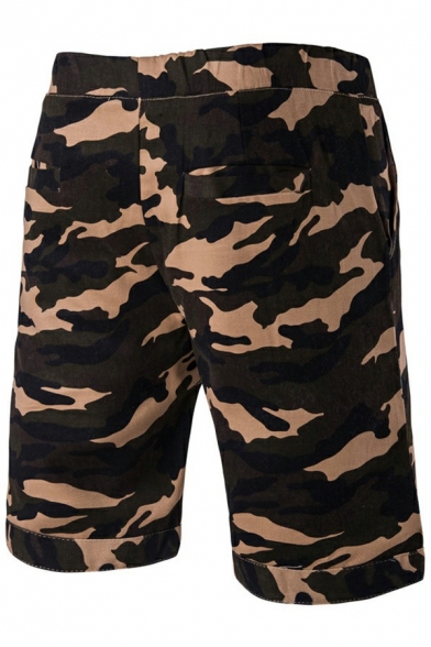 Unique Mens Shorts Camouflage Pattern Elasticated Waist Pocket Designed Fitted Shorts