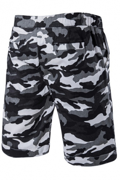 Unique Mens Shorts Camouflage Pattern Elasticated Waist Pocket Designed Fitted Shorts