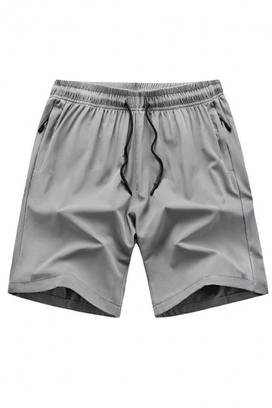 Urban Shorts Solid Color Mid Rise Drawstring Waist Loose Fit Shorts for Boys