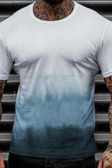 Leisure T-shirt 3D Printed Short Sleeves Crew Neck Slimming T-shirt for Men