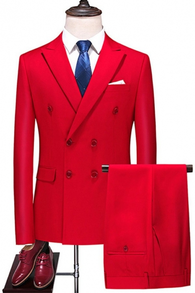Popular Suit Co-ords Plain Lapel Collar Flap Pocket Double Breasted Suit Co-ords for Men