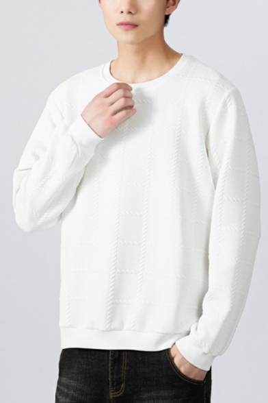 Freestyle Sweatshirt Whole Colored Long-Sleeved Round Neck Pullover Sweatshirt for Men