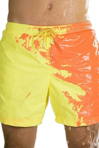 Urban Shorts Painting Printed Mid Rise Drawstring Waist Slimming Shorts for Boys