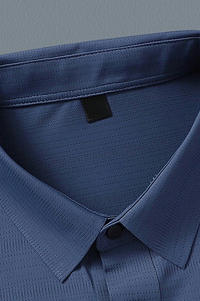 Guy's Classic Polo Shirt Plain Button Detail Short-sleeved Spread Collar Polo Shirt